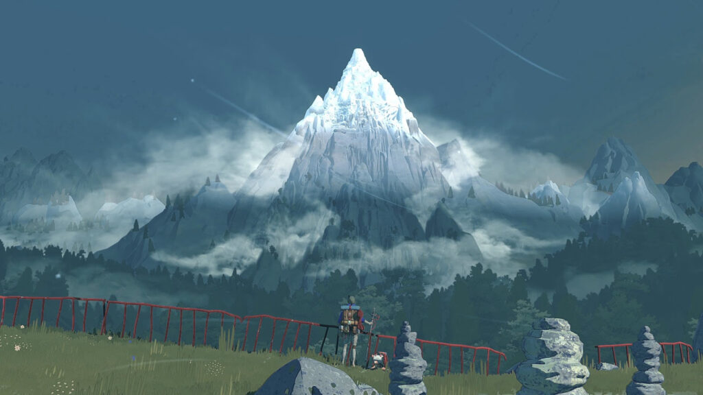 cairn Wide panoramic shot of the mountain landscape